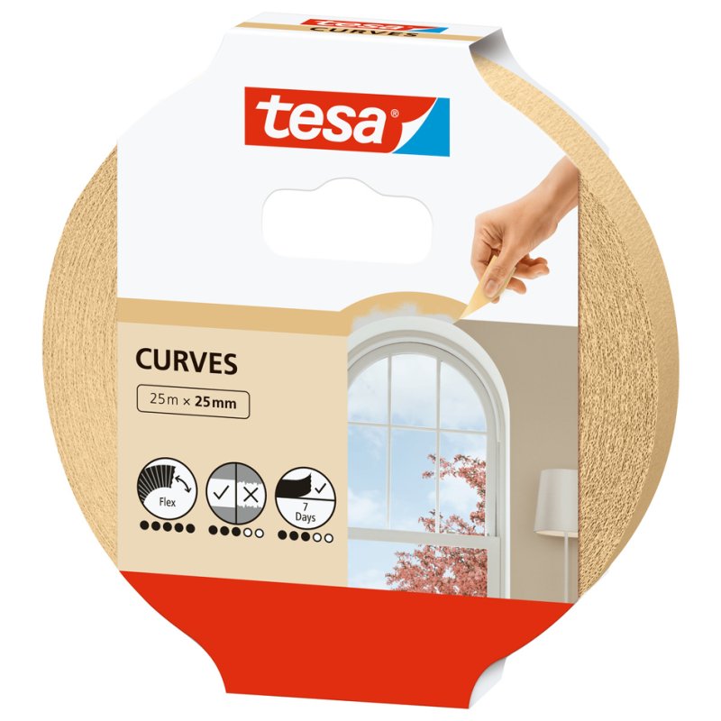 tesa ruban de peintre papier crêpé, beige, 25 mm × 25 m